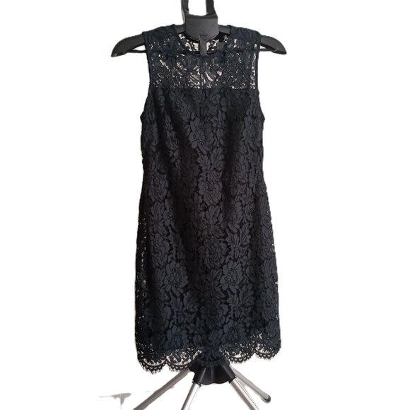 Banana Republic Women’s Blue Lace Sleeveless Sheath Dress Size 4P - Picture 2 of 13